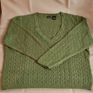 Northcrest Sage Green Cable Knit Sweater